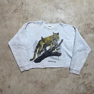 Vintage VTG 90’s Mountain Lion Cougar Cropped Graphic Sweatshirt